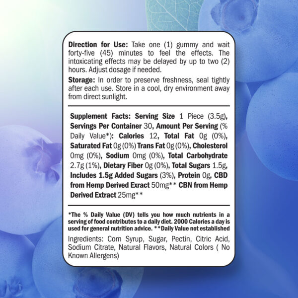REST Gummies - CBD+CBN - Blueberry - Image 2