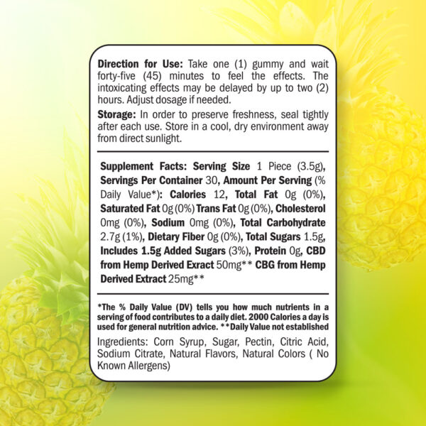 RECOVERY Gummies - CBD+CBG - Pineapple - Image 2